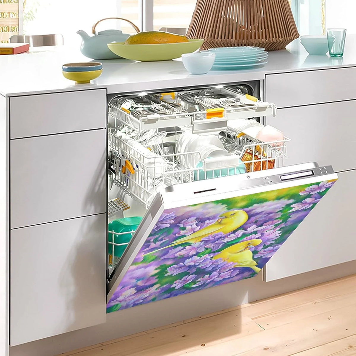 Yellow Parrots Magnetic Dishwasher Sticker 23x26in R568417