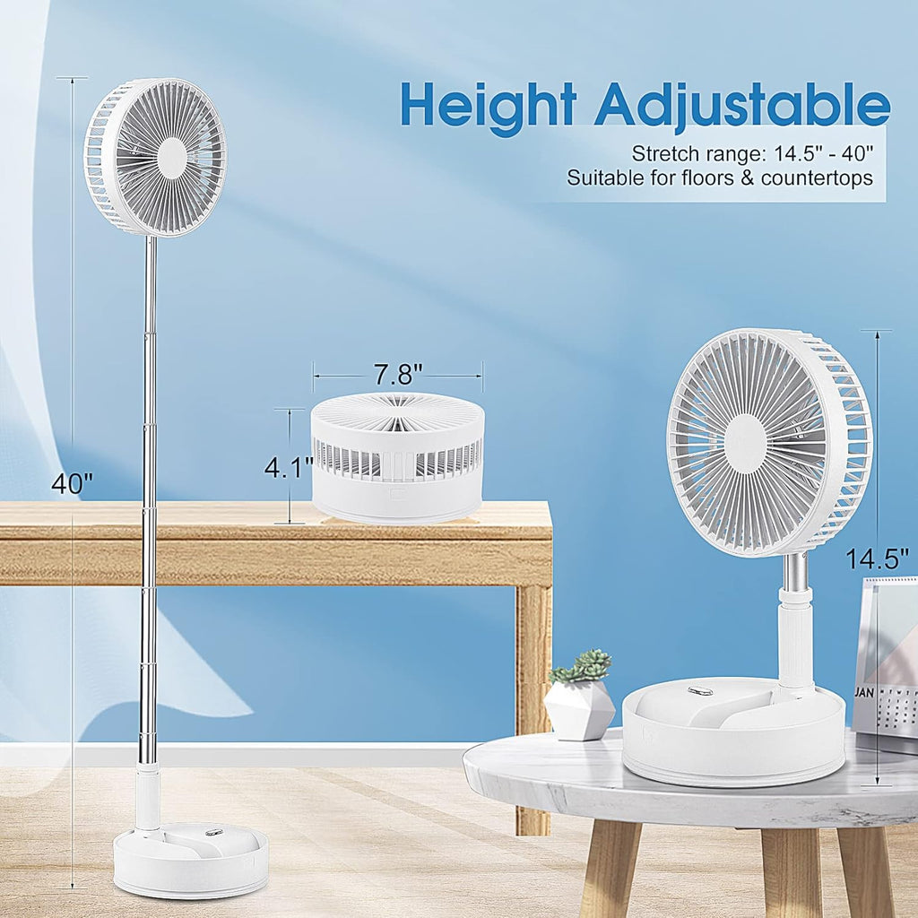 Portable Oscillating Standing Fan with Remote Controller, 7.8 Foldable Desk Fan, 7200mah Rechargeable & USB Quiet, Mini Folded Floor Fan A449744