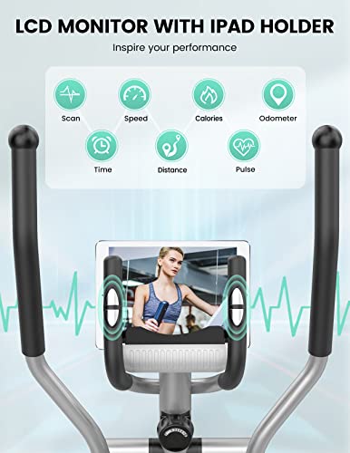 Compact Elliptical Exercise Machine with 8 Levels Adjustable Resistance Y42237