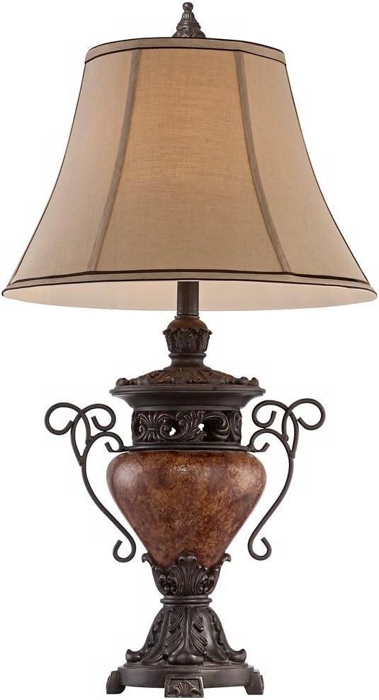 31.5" Bronze Brown Crackle Iron Metal Table Lamp U7415
