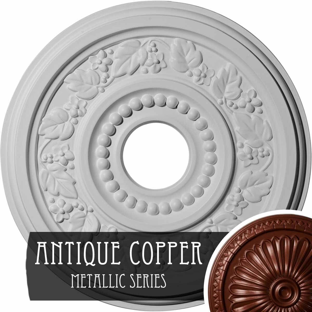 16 1/8x22OD x 3 1/2x22ID x 7/8x22P Hand-Painted Silver Ceiling Medallion J96412