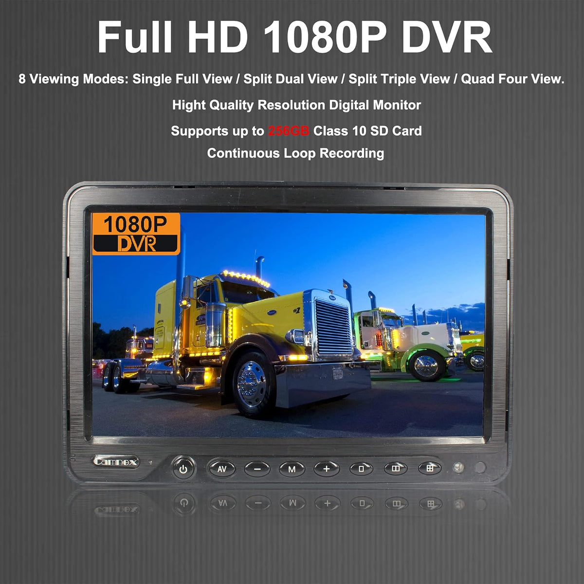 9 Inch Screen 1080P HD Backup Camera System with Quad Split Screen Rear View Monitor + 2X Backup Cameras + 2X Side Backup V912