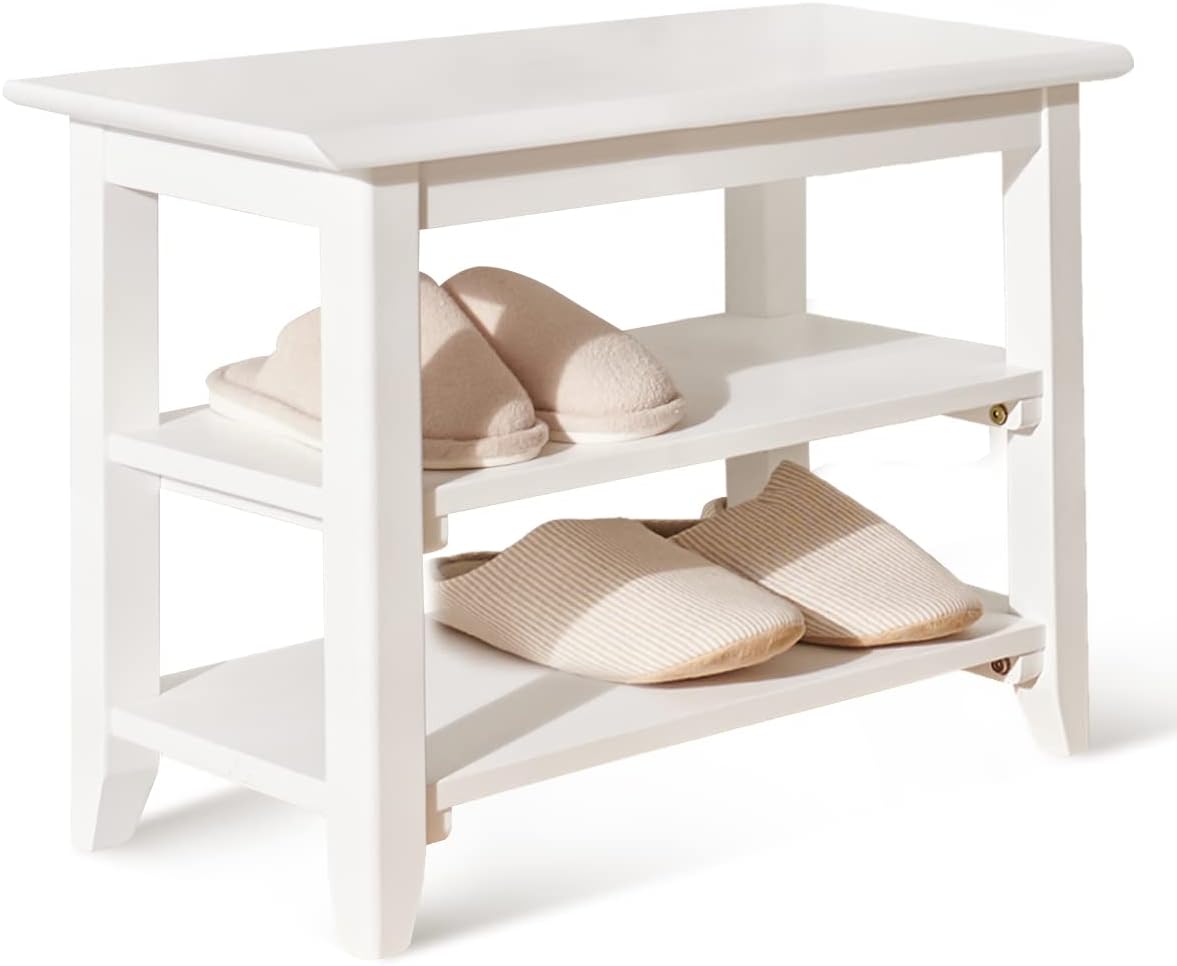 3 Tier Wooden Shoe Rack Bench, Dark Brown 47.2 O8280