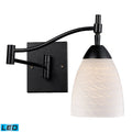 1-Light Swingarm Sconce in Dark Rust & White Swirl Glass F498034
