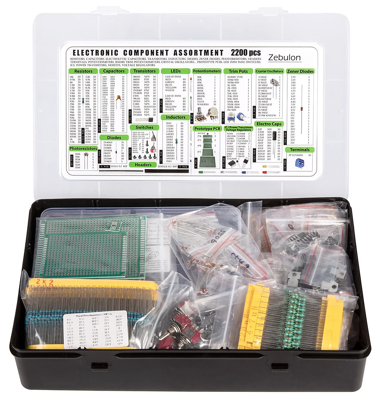 2200 pcs Electronic Component Assortment Kit J543