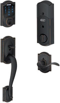 Aged Bronze Touchscreen Deadbolt with Built-In Alarm Q891445