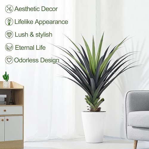 3ft Artificial Spiked Agave Plant, Faux Agave Plants UV Resistant Small Floor Plant V311