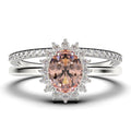 2.00 Carat Oval Cut Morganite And Diamond Engagement Ring in 10k Solid White Gold J911