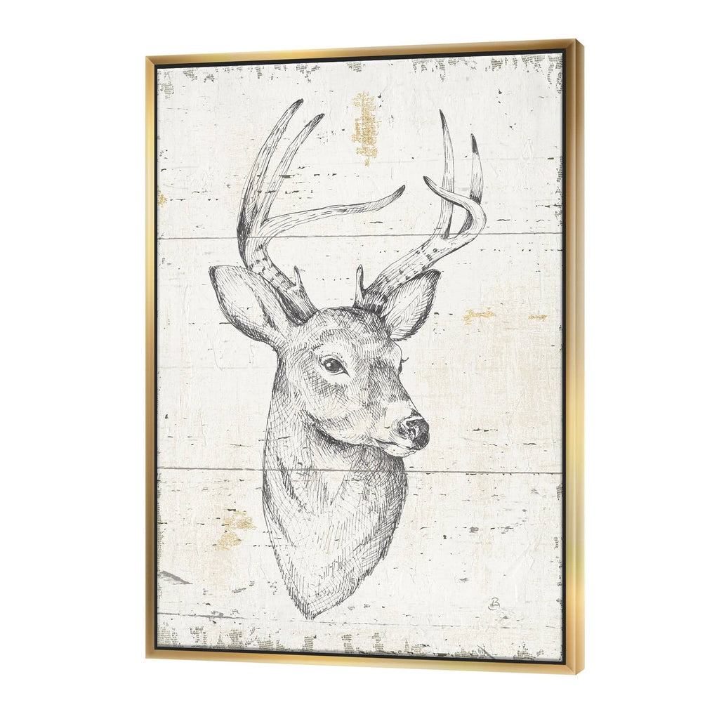 Framed Canvas Wildlife Animal, 16 inch x 32 inch, Gray N52500