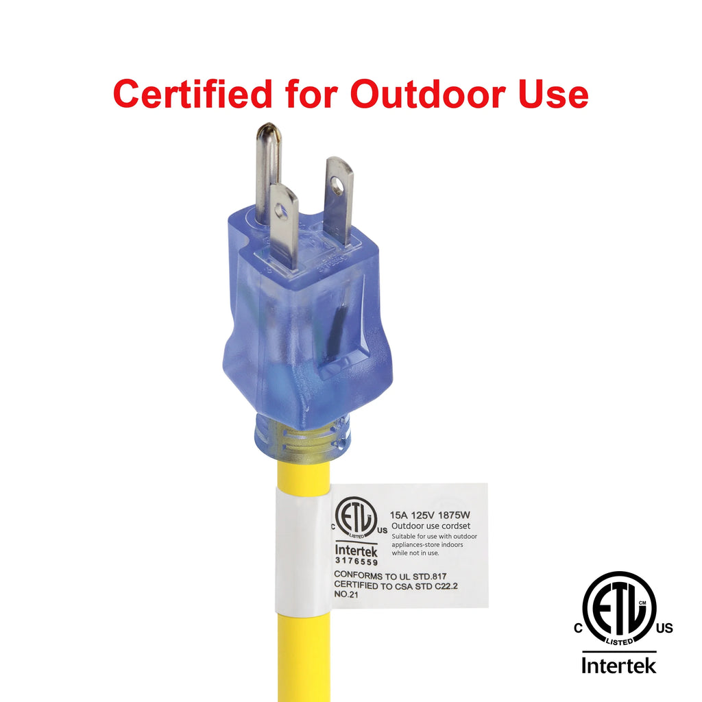 12/3 SJTW 50 ft Heavy Duty Outdoor Extension Cord & 5-Outlet Adapter Combo L2483