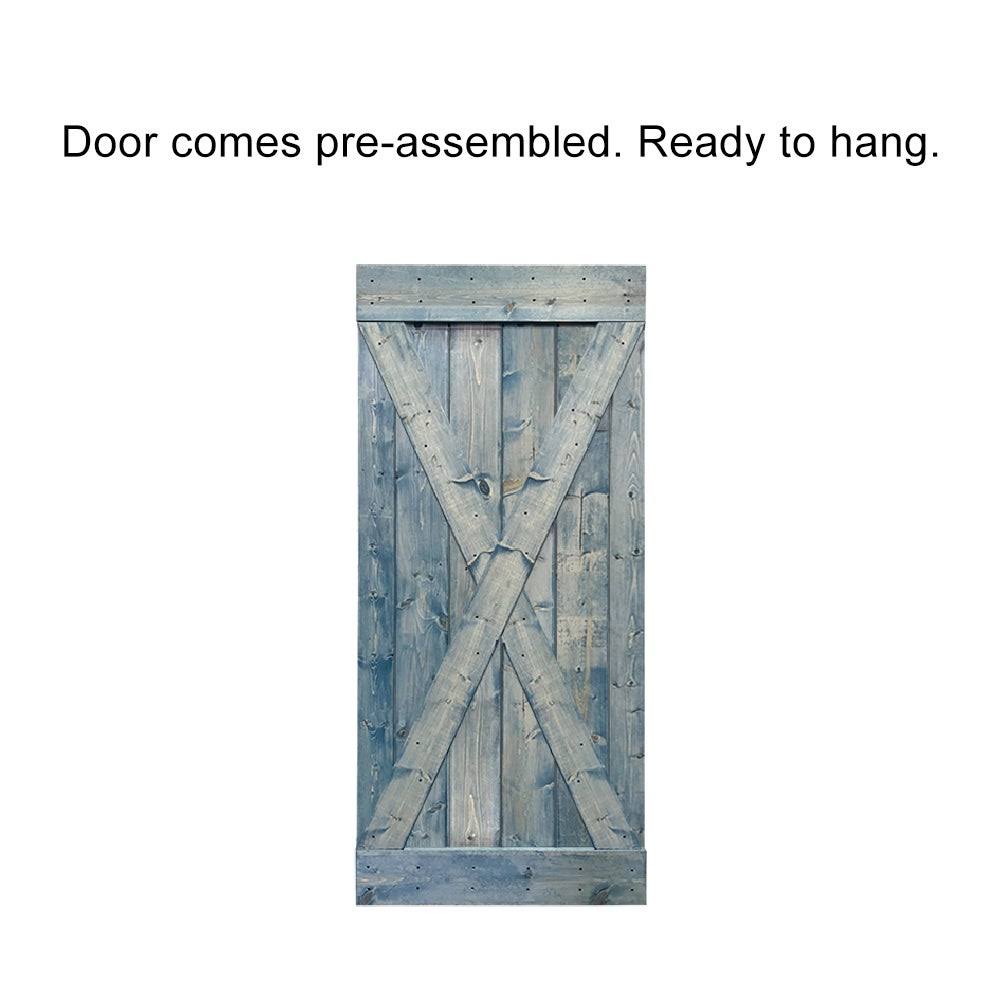 Charcoal Black Stained Wood Interior Sliding Barn Door with Hardware Kit T87324