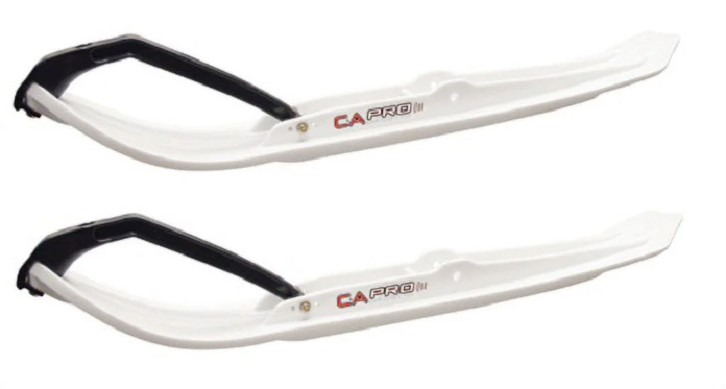 White MTX Snowmobile Skis with 4" Round Bars Complete Kit S333250