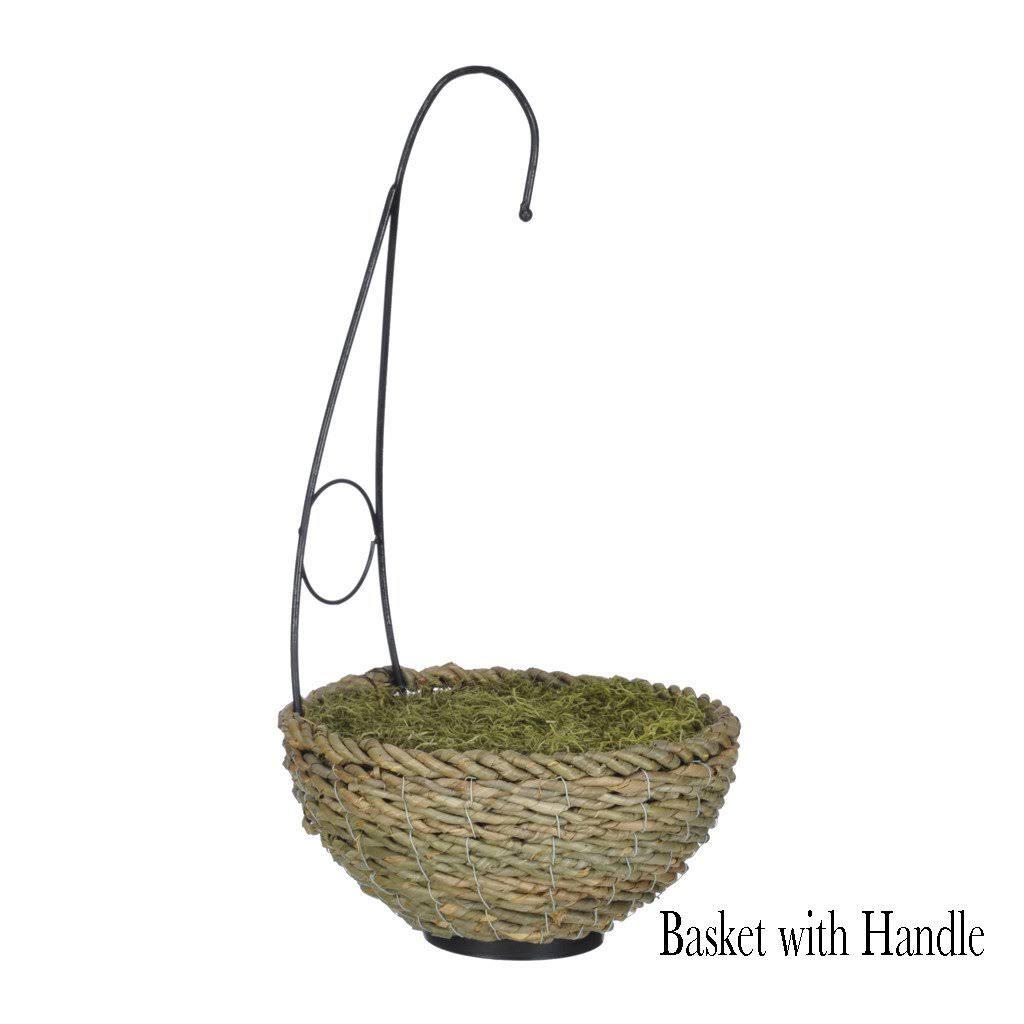 Artificial Morning Glory Hanging Plant in White Basket Z16204