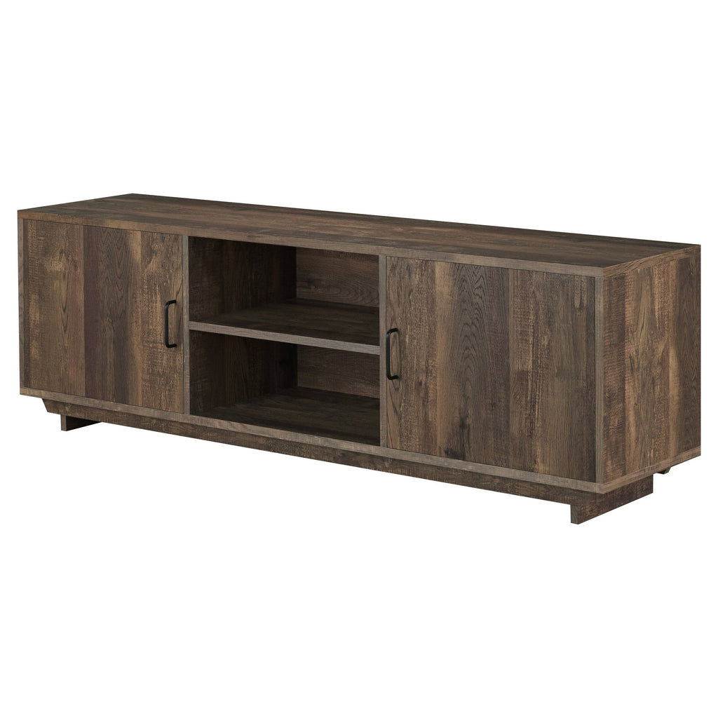 Rustic Reclaimed Oak Brown 63-inch TV Stand with Storage A7576