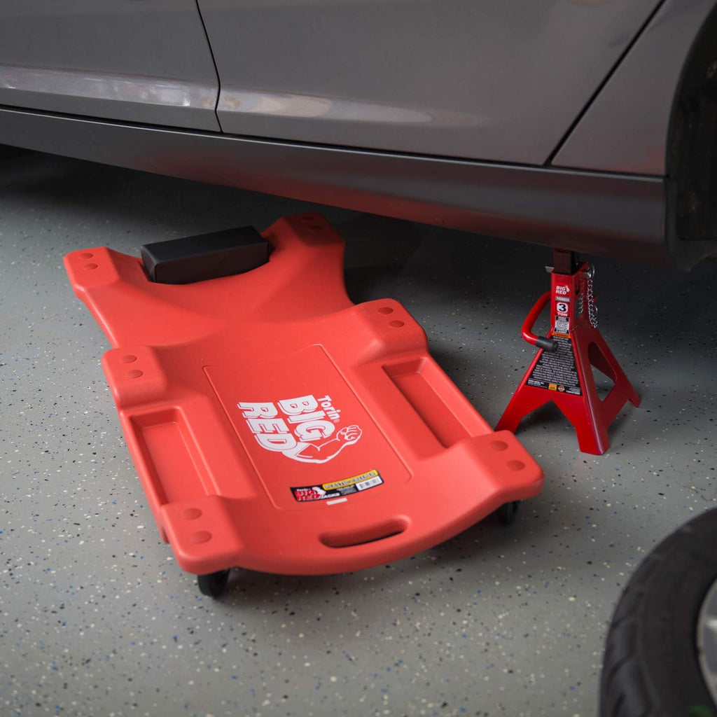 40" Plastic Rolling Garage Creeper with Padded Headrest and 6 Casters, Pack of 2 X717