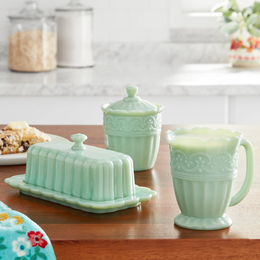 3-Piece Glass Sugar Bowl Creamer & Butter Dish Set X184893
