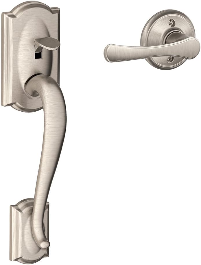 Camelot Front Entry Handleset with Lever, Satin Nickel W747
