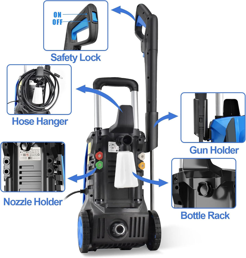 3500 PSI 2.6 GPM Electric Pressure Washer with Foam Cannon and Hose Reel R619802