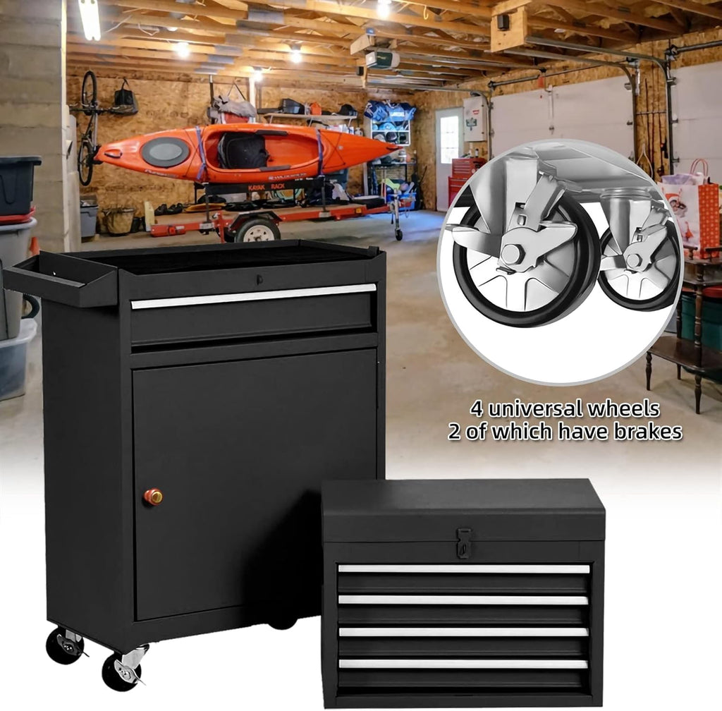 Black 5-Drawer Rolling Tool Chest with Wheels P3872