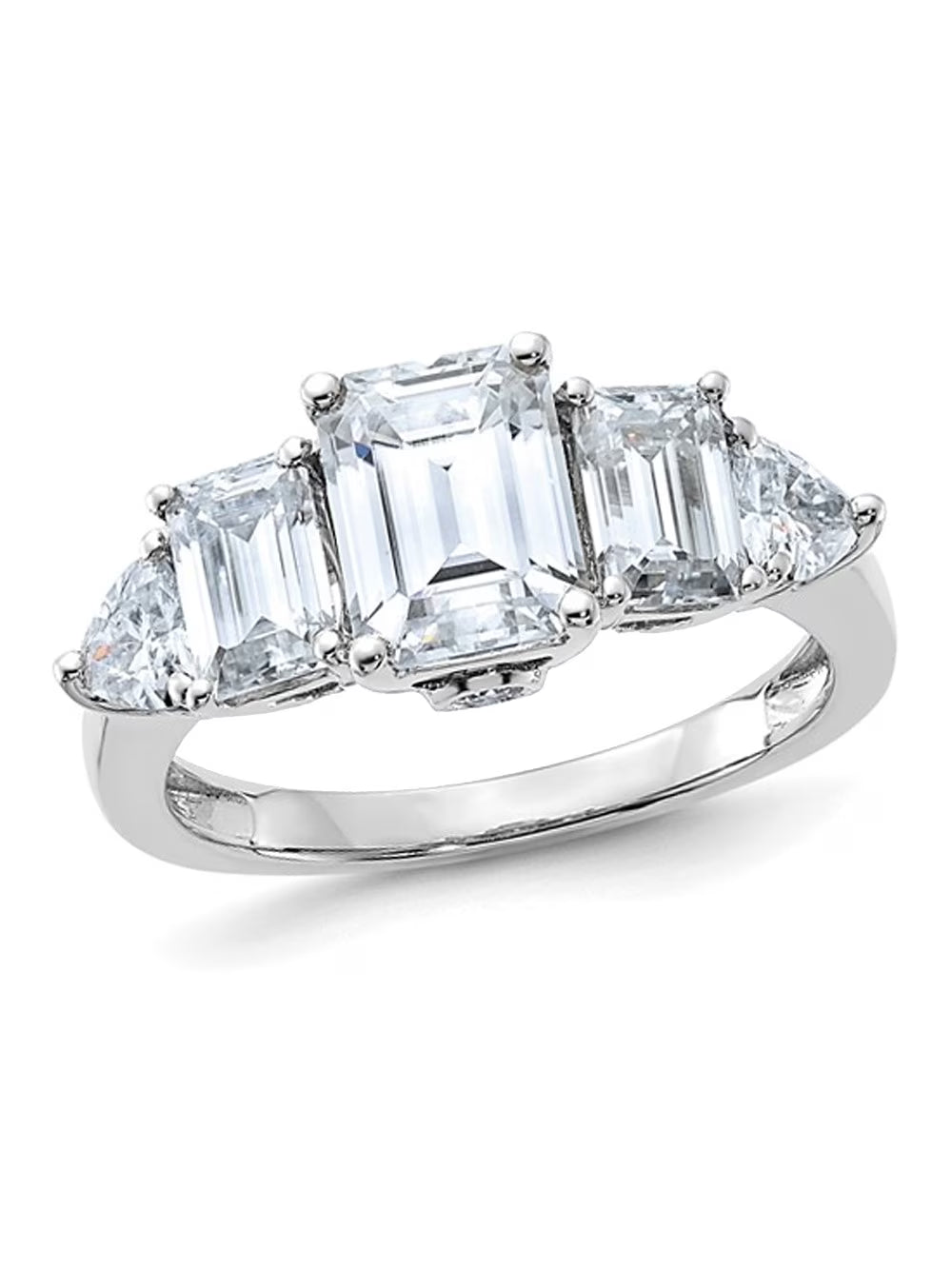 14K White Gold Emerald-Cut Moissanite Engagement Ring E2845