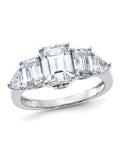 14K White Gold Emerald-Cut Moissanite Engagement Ring E2845