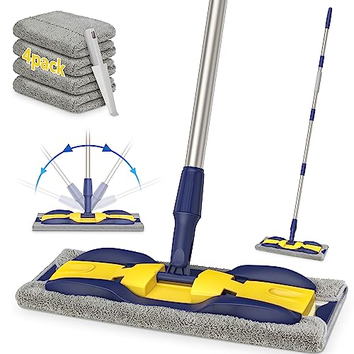 Microfiber Flat Mop with 4X Mop Pads and Adjustable Handle E863