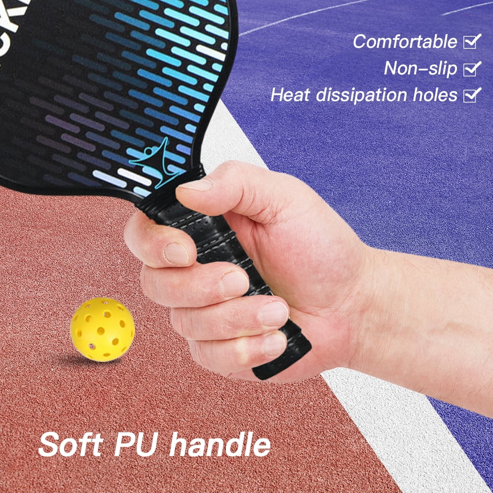 Carbon Fiber Pickleball Paddle and Ball Set, 1 Racket 2 Balls Q80957