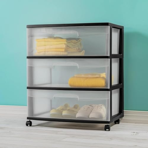 3-Drawer Black Clear Rolling Storage Cart I4781