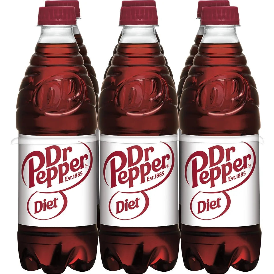Diet Dr Pepper Soda Pop, 16.9 fl oz, 6 Pack Bottles W76927