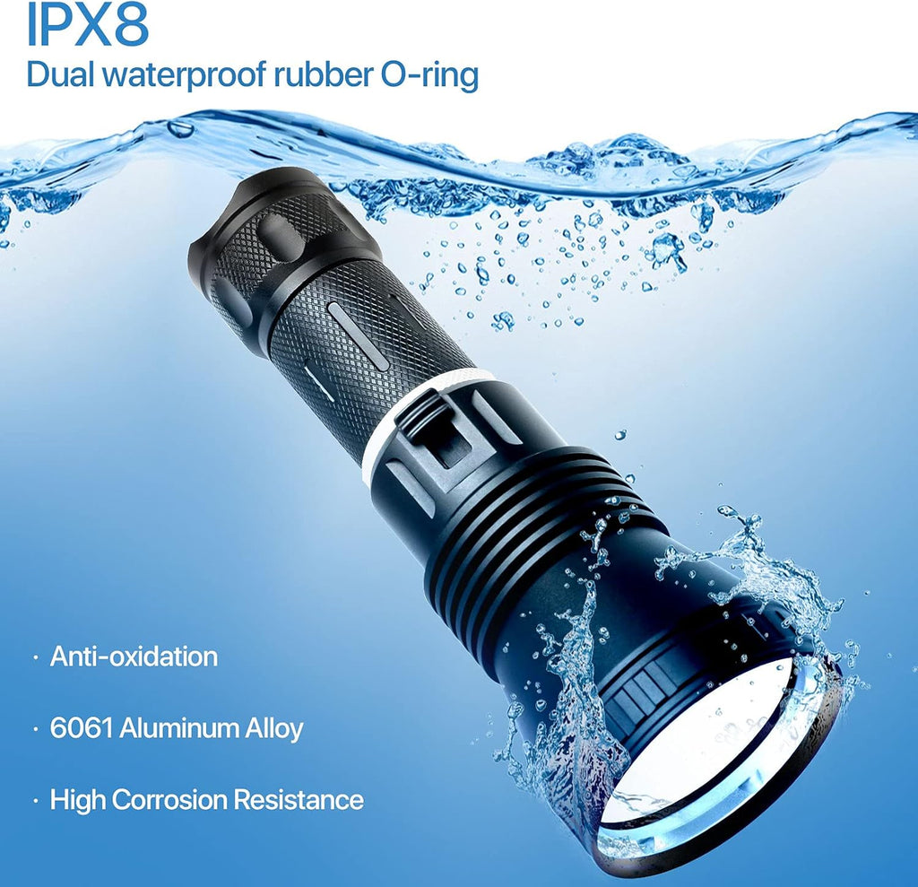 6000 Lumen Waterproof Rechargeable LED Diving Flashlight, Pack of 2 C6810