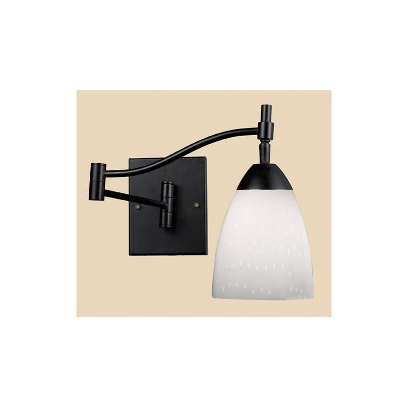1-Light Swingarm Sconce in Dark Rust & White Swirl Glass F498034