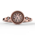 1.10 Carat Round Cut Morganite And Diamond Moissanite Engagement Ring in 925 Sterling Silver With 18k Rose Gold Plating Y192