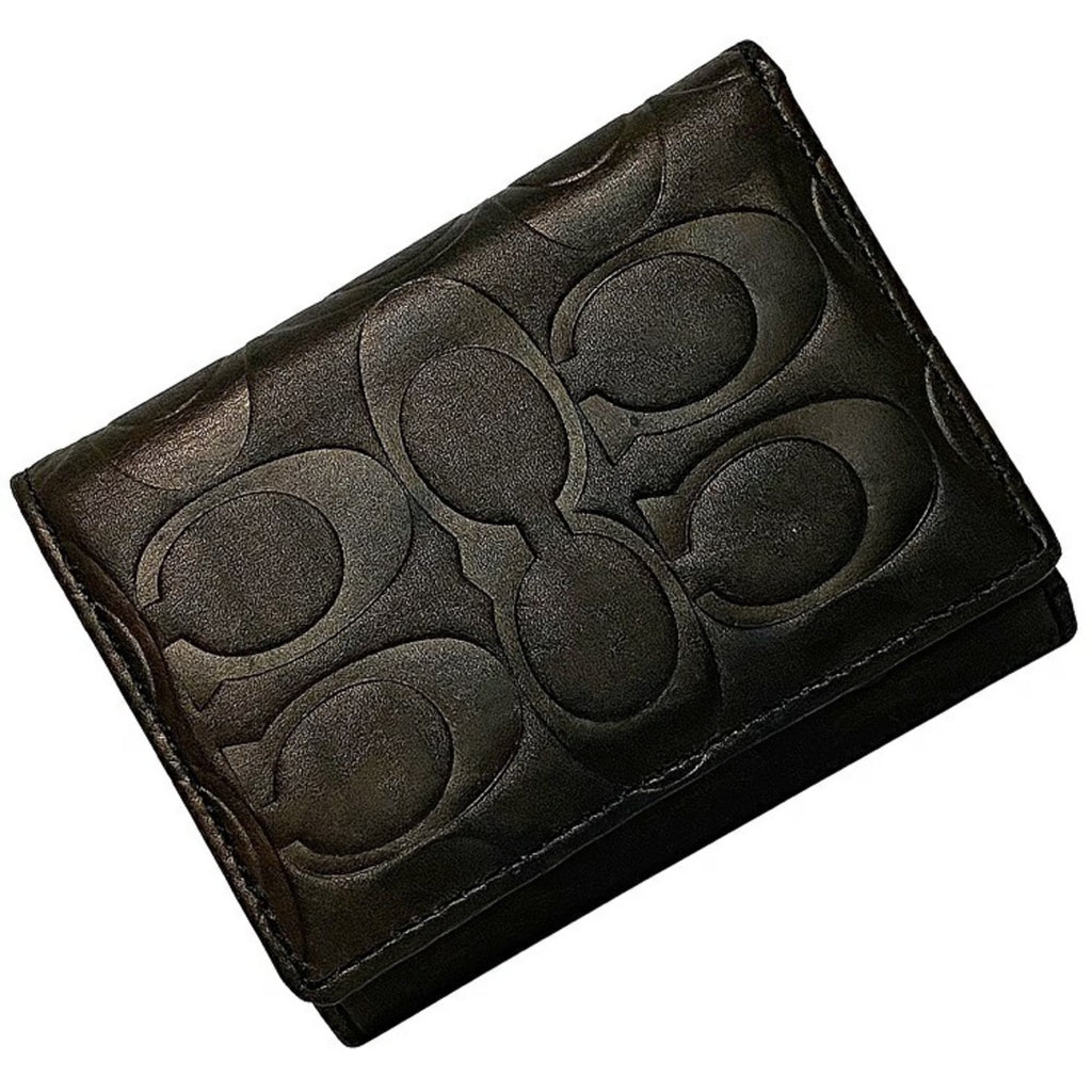 Dark Brown Leather Tri-Fold Wallet Y3964