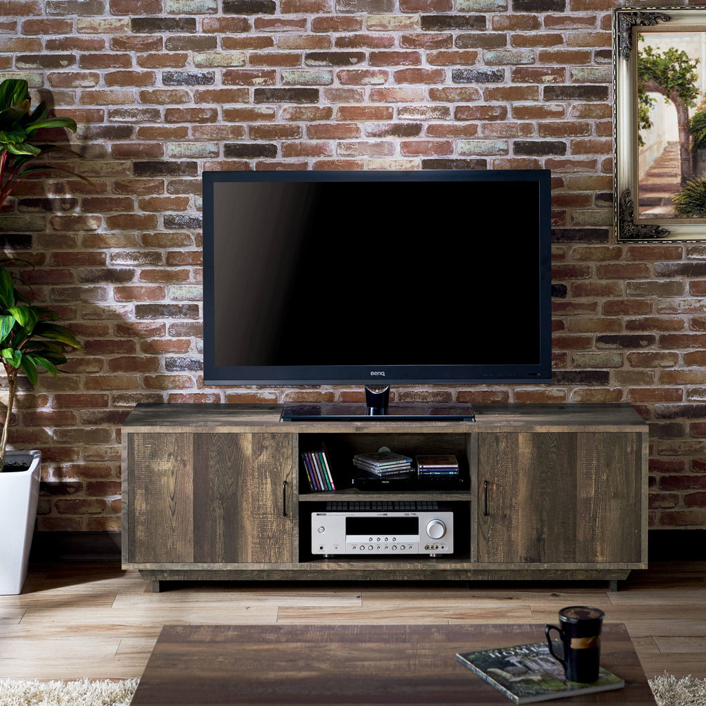 Rustic Reclaimed Oak Brown 63-inch TV Stand with Storage A7576