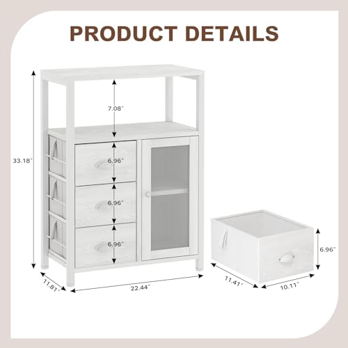 Bathroom Floor Storage Cabinet with 3 Removable Drawers and 1 Door L872