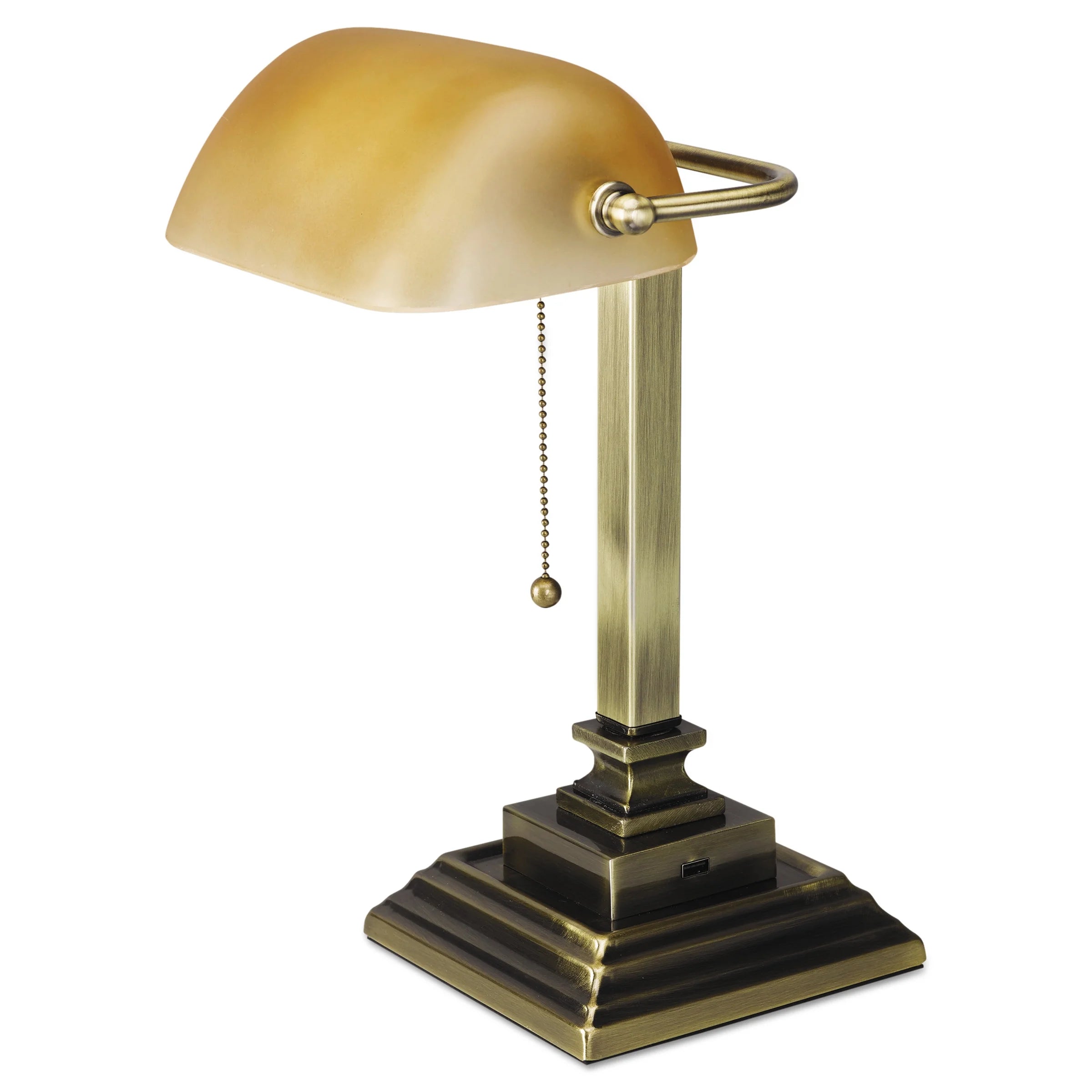Antique Brass Banker's Lamp with USB M560750