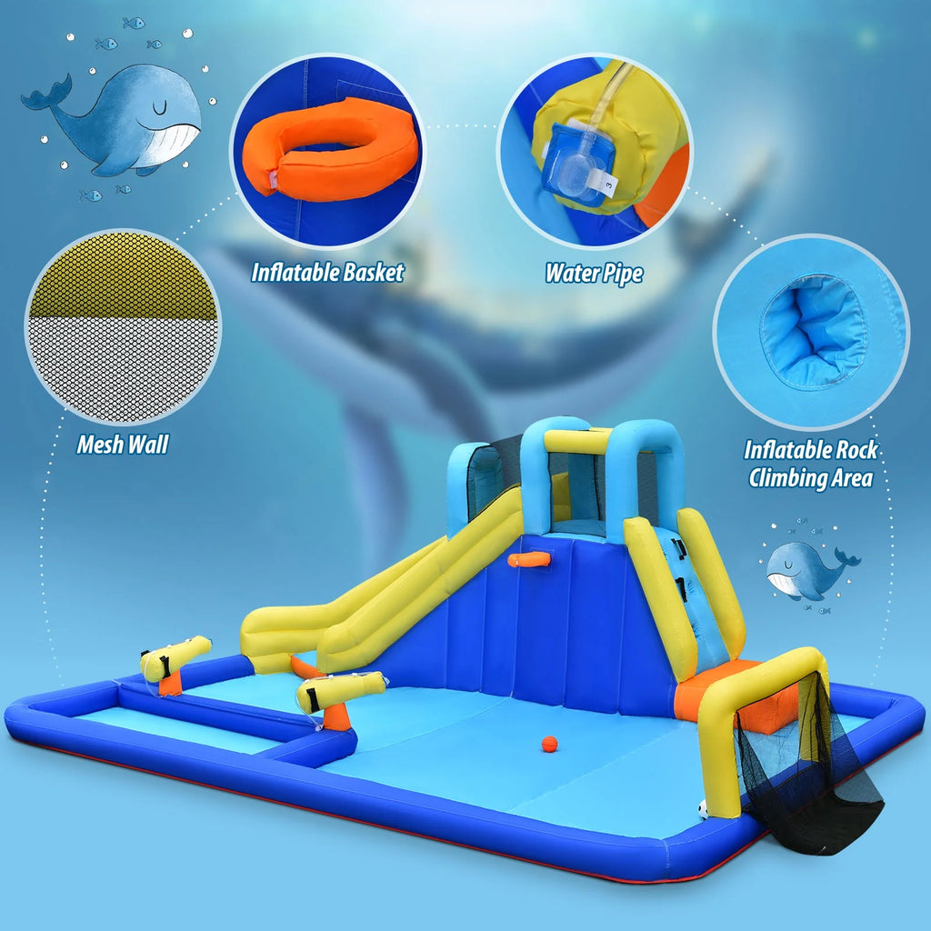 Inflatable Bounce House Water Slide Bouncer with Ball Shooting Climbing Wall X194930
