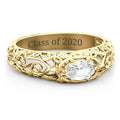 10K Yellow Gold Vintage Graduation Ring with Aquamarine Stone X667