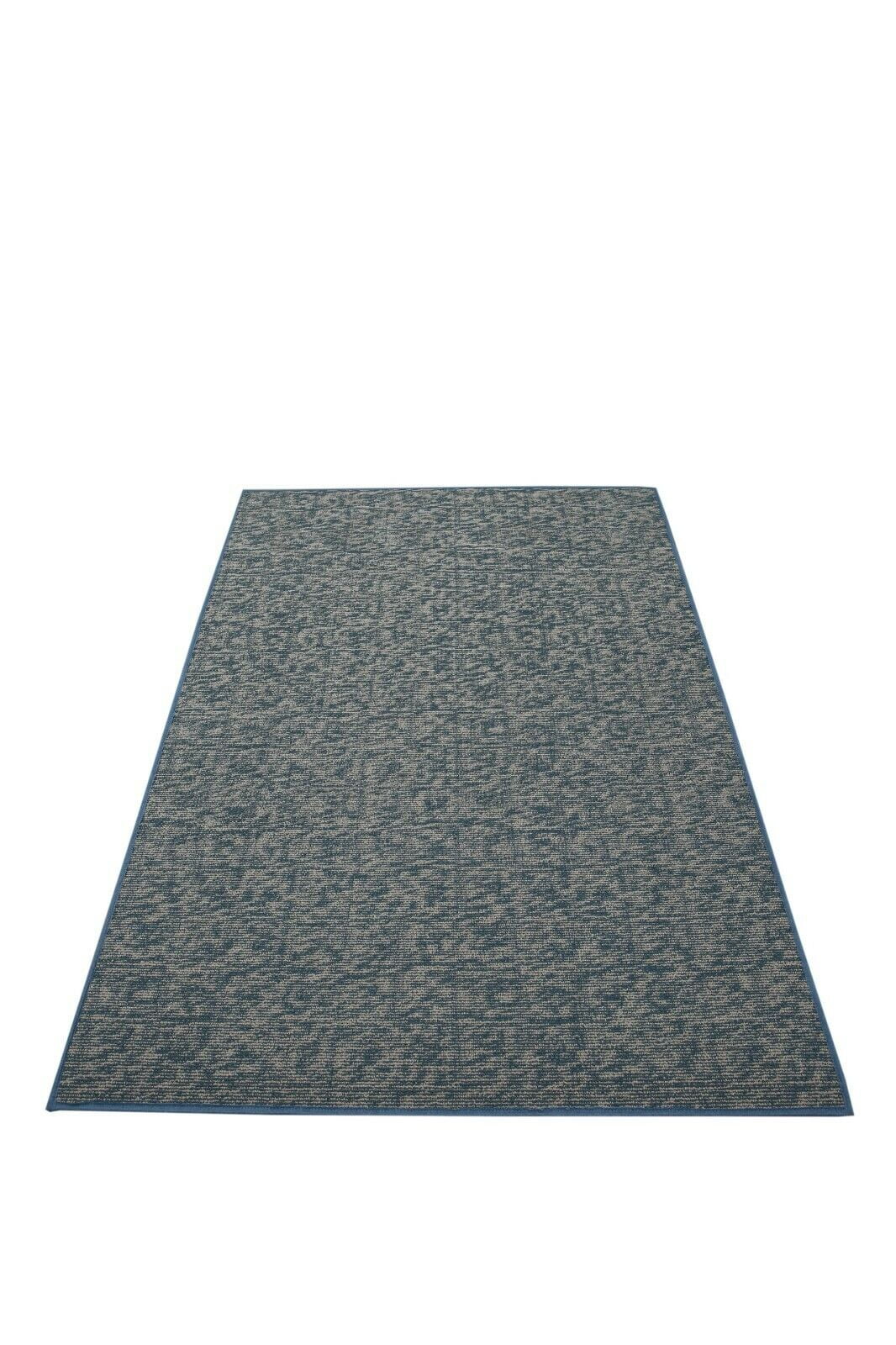 Blue 60" x 120" Half Round Solid Color Rug D78310