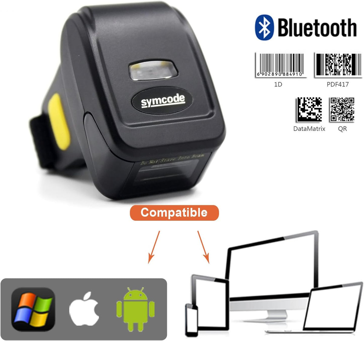 2D Bluetooth Ring Barcode Scanner I2105