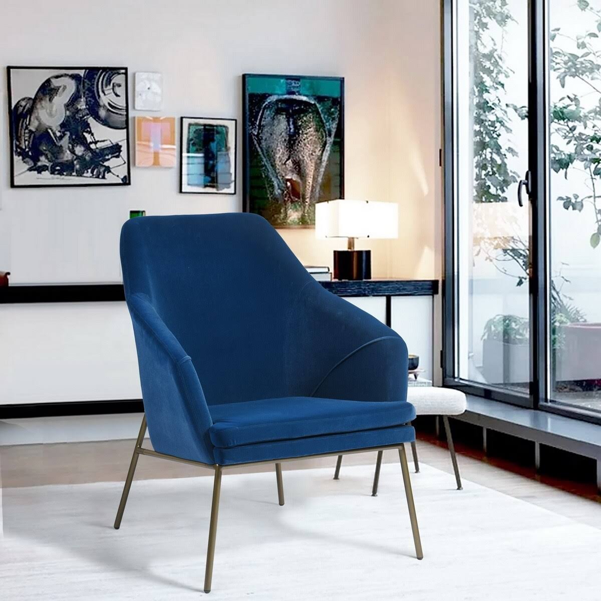 Blue Frosted Velvet Accent Chair K87280