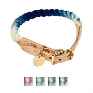 Ombre Rope & Leather Dog & Cat Collar, Indigo, X-Large N450363