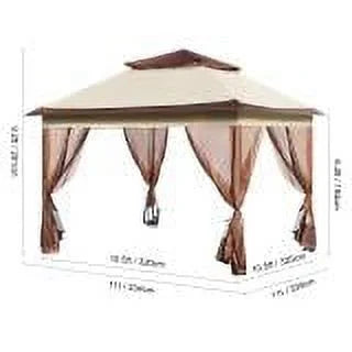 11 x 11 FT Pop up Gazebo Tent with Mosquito Netting Metal Frame PU Coated 250D Oxford Cloth H829131
