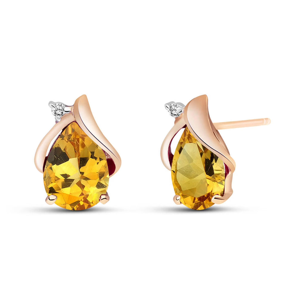 Rose Gold Stud Earrings Diamond Citrine Y900169