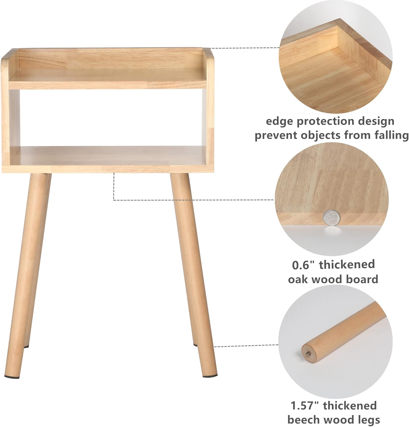 Solid Wood Night Stands Bedside Table Pack of 2 L156