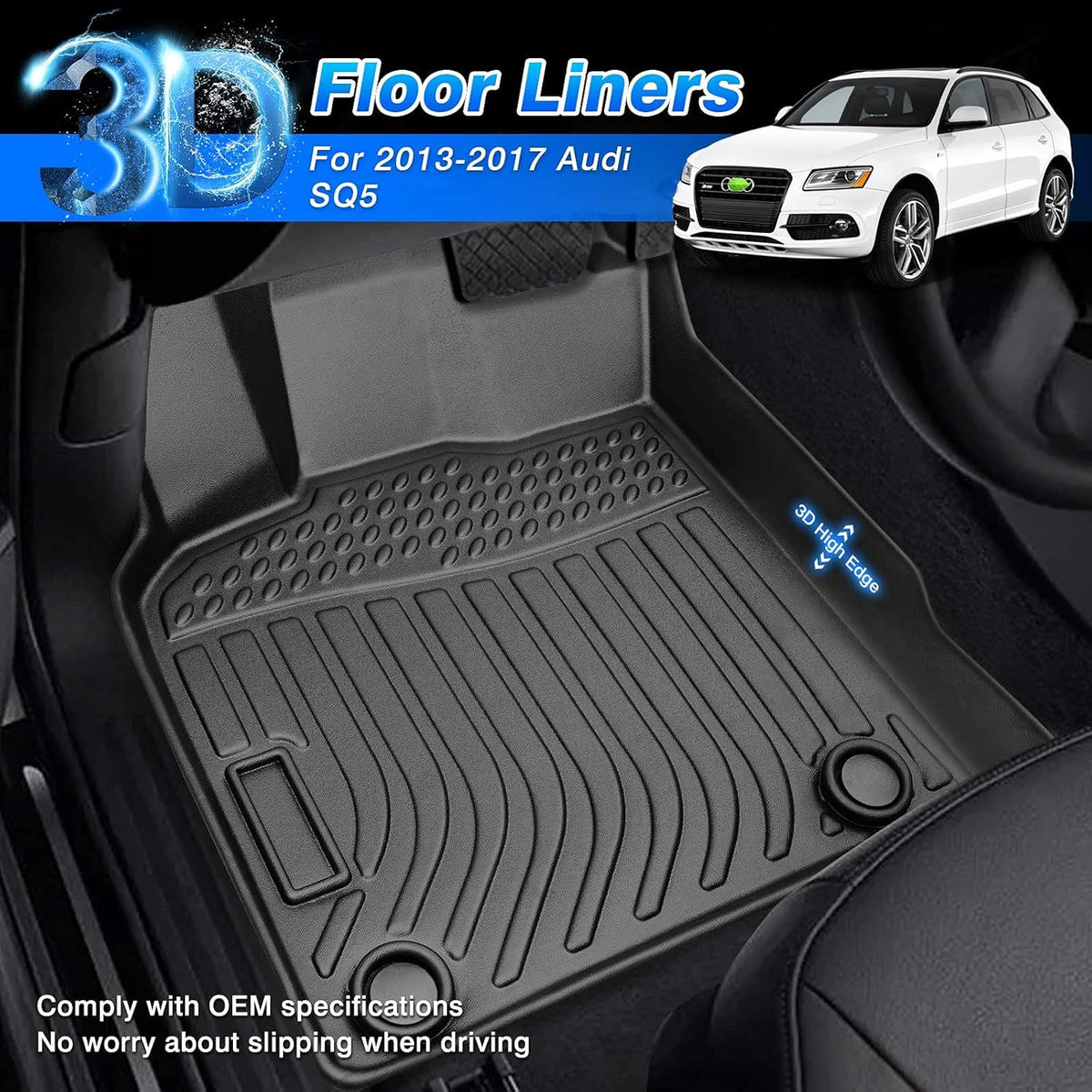 Custom Fit Floor Liners for Audi Q5 2009-2017 SQ5 2013-2017 All Weather TPE Floor Mats L120304
