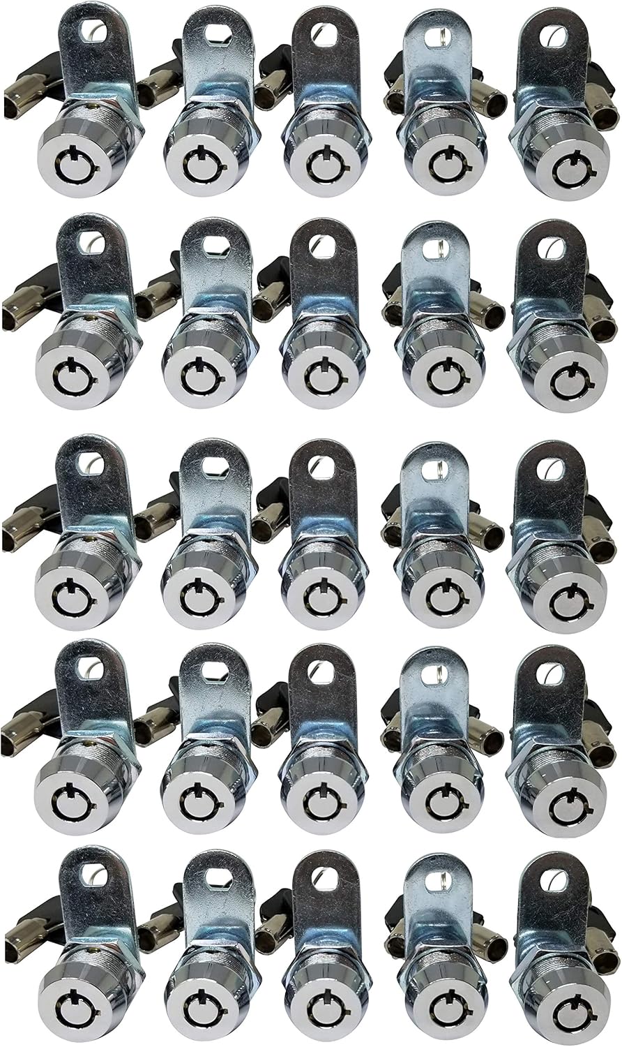 5/8 Inch Chrome Tubular Cam Lock, Pack of 10 Y370