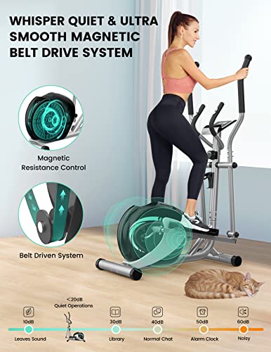Compact Elliptical Exercise Machine with 8 Levels Adjustable Resistance Y42237