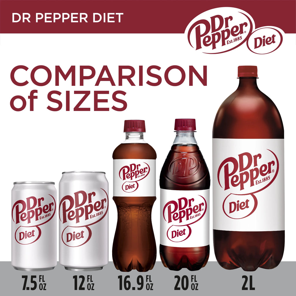 Diet Dr Pepper Soda Pop, 16.9 fl oz, 6 Pack Bottles W76927