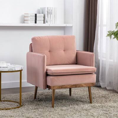 Pink Velvet Loveseat Sofa with Stainless Feet R3547